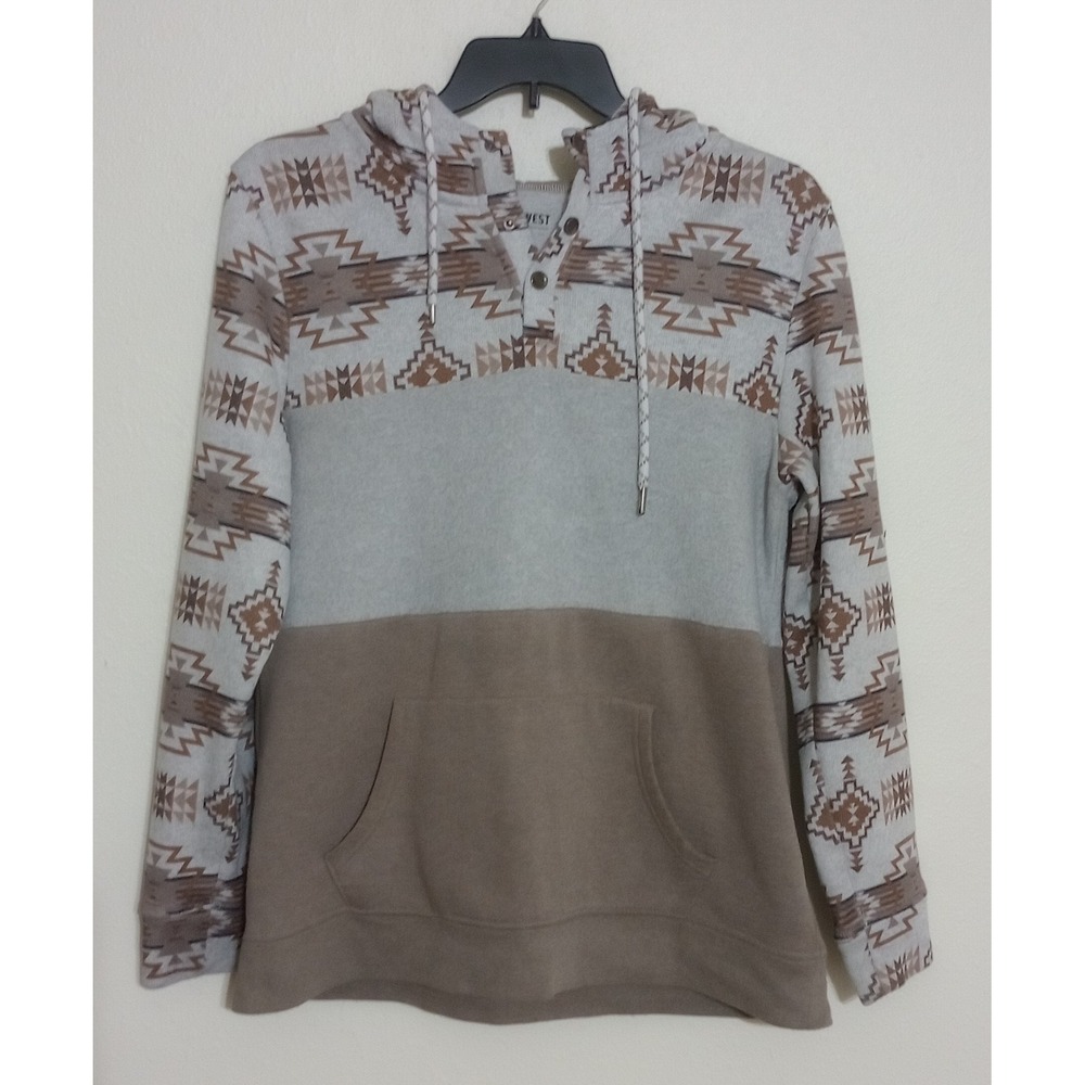 Depart West Mens Large Southwestern Geometric Colorblock Hoodie Pullover